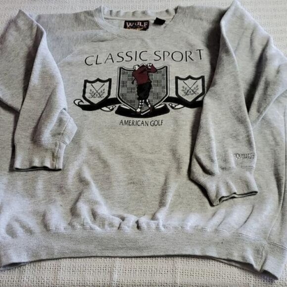 Wolf Athletic Vintage Classic Sport American Golf Sz. XL Grey Graphic Sweatshirt - Picture 1 of 10
